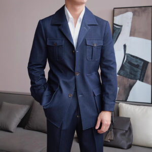Crew-neck Hunting-style Casual Business Jacket
