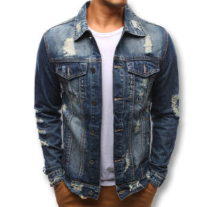 Comfortable men's long sleeve denim jacket