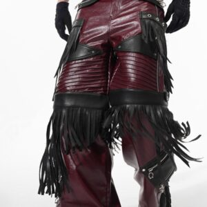Deconstructed Design Red PU Leather Pants Male